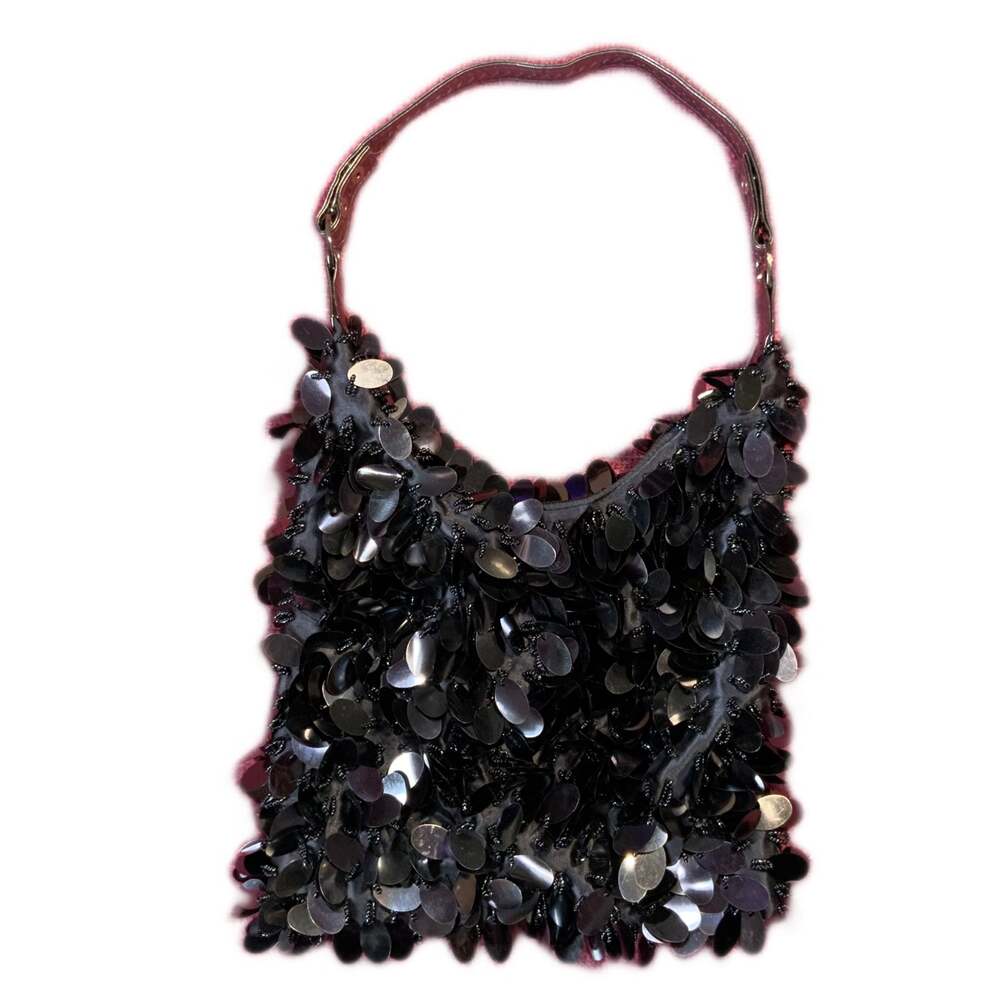 Gun metal silver Sequin Hand Bag